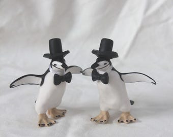 Penguin groom & groom Wedding Cake Topper, Gay penguin couple figurine, Arctic theme, Zoo theme, same sex wedding theme