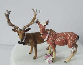 Deer animal wedding cake topper, A buck & Axis wedding cake topper, Hunting Woodland Wildlife Camping National Park theme