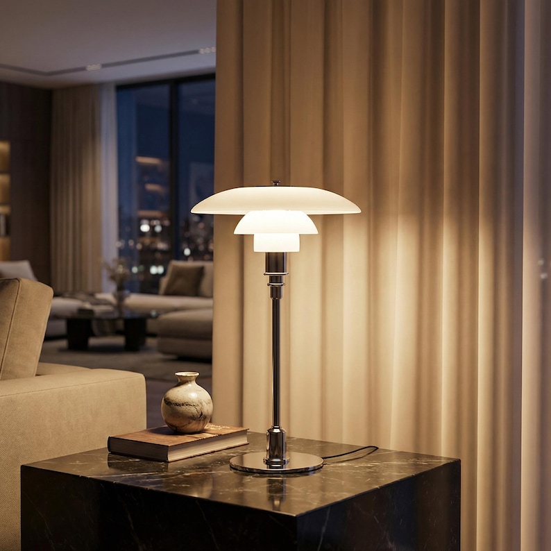 Nordic Glass Table Lamp, Minimalist Scandinavian Bedside Light, Elegant ...