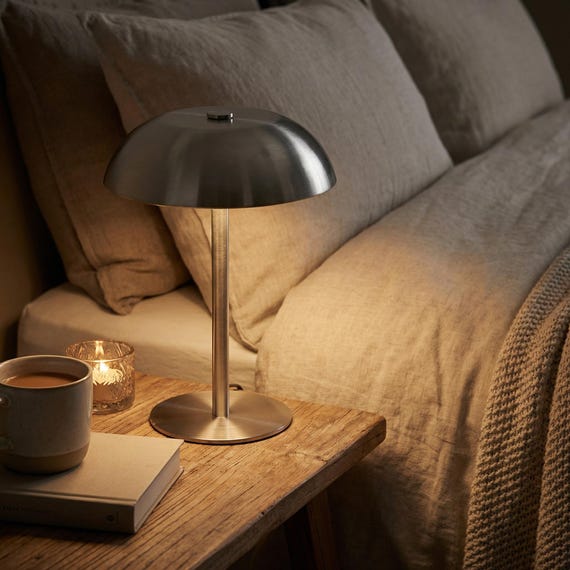Modern Mushroom Table Lamp: USB Rechargeable, Dimmable Metal Night Light