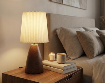 Lampe de table LED rétro pliable en tissu - Lampe de chevet et de bureau