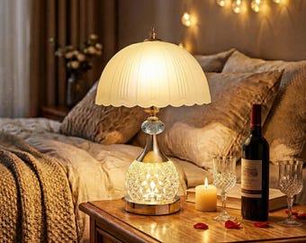 Lampe de table en verre cristal, lumière ambiante de chevet moderne, décoration de table de chevet de luxe
