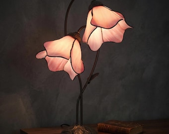 Tiffany-Art-Buntglas-Blumen-Tischlampe - Vintage europäische Nachttischleuchte E27 LED-Schreibtischlampe-Wohnzimmerdekor