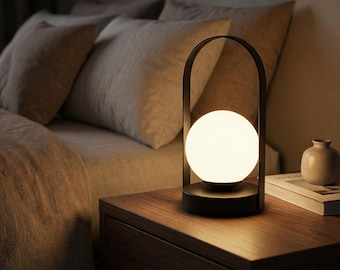 Lampe de chevet ovale moderne, veilleuse LED rechargeable, décoration nordique minimaliste, éclairage tactile portable