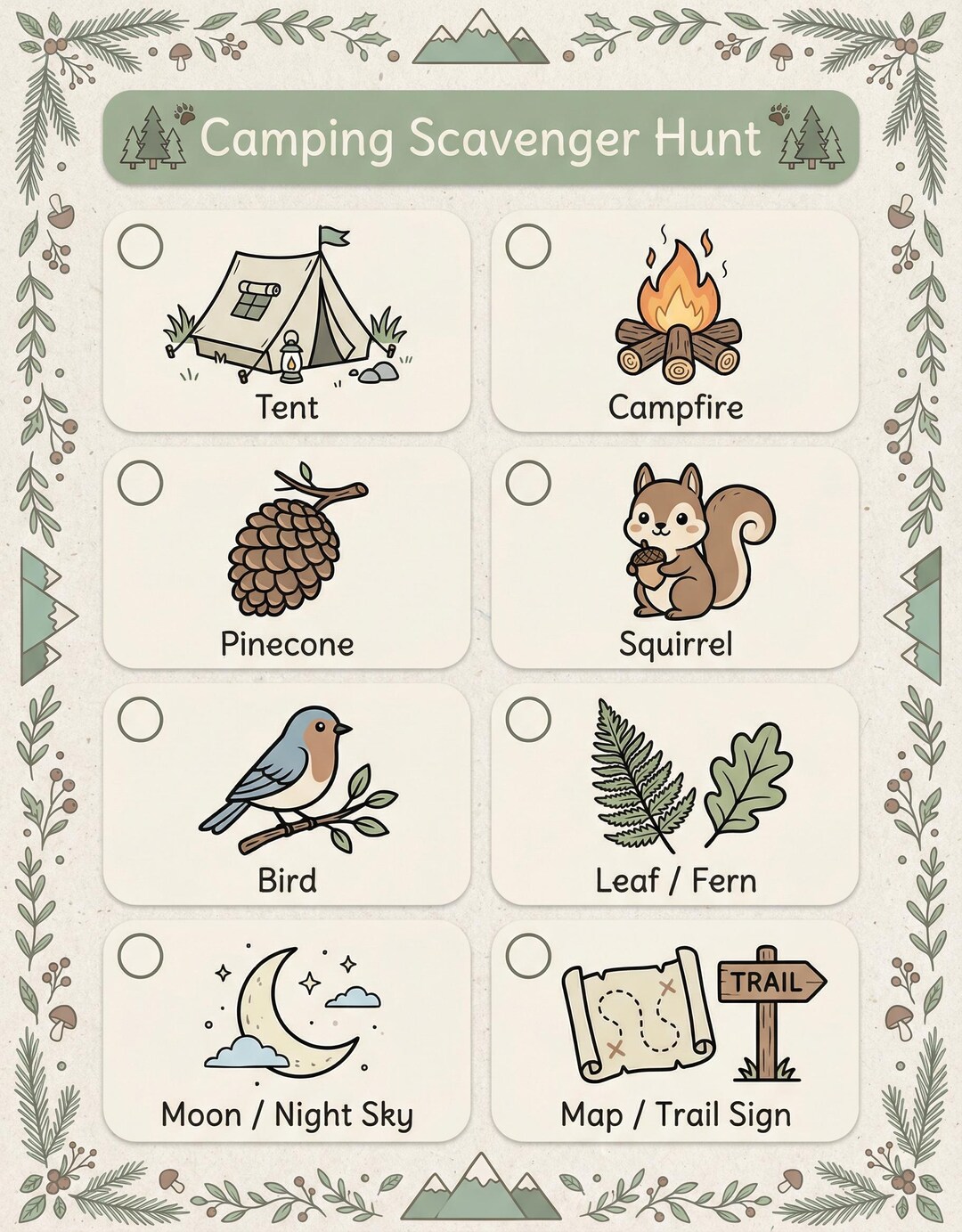 Camping Scavenger Hunt - Trail Buddies Edition - Etsy