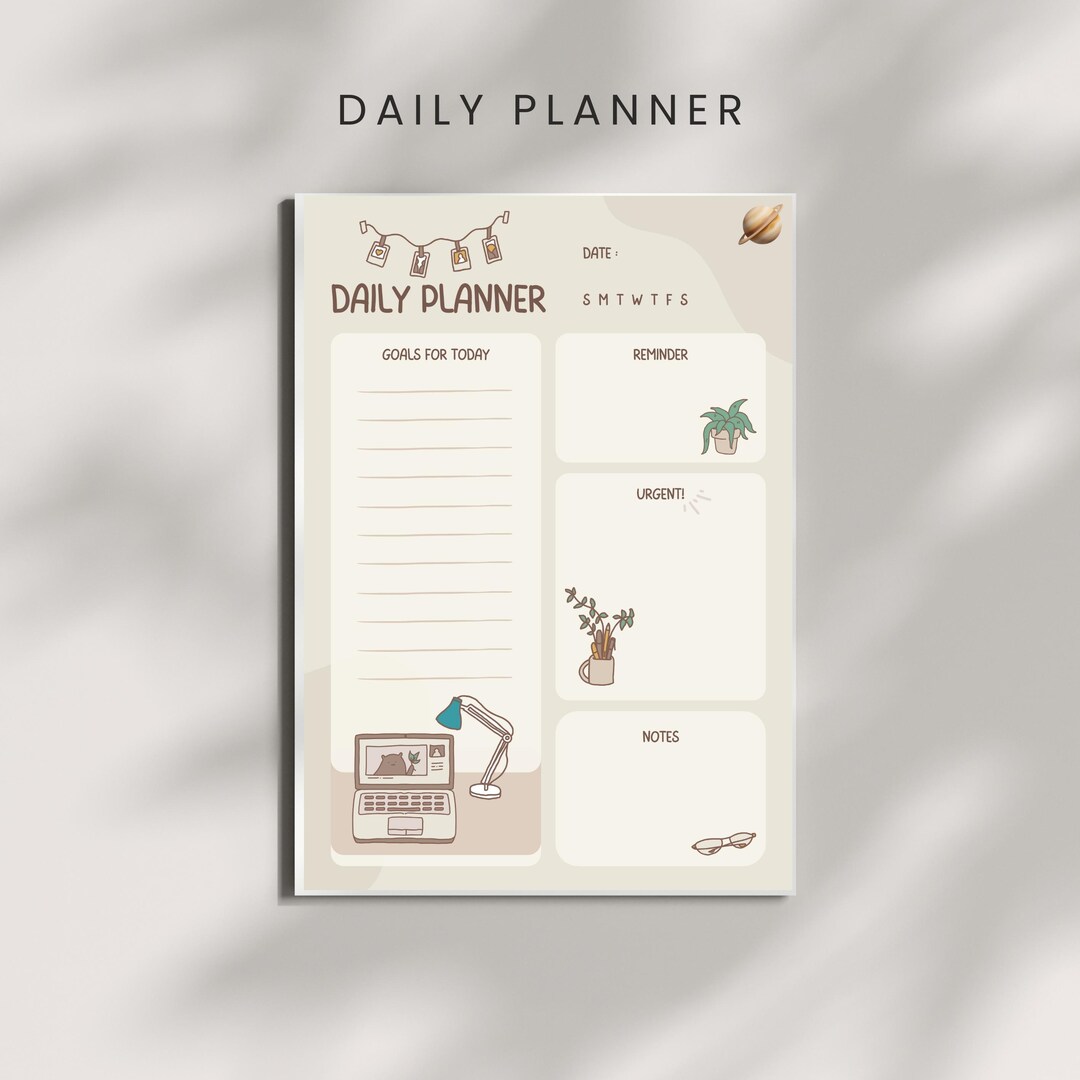 Minimal Daily Planner Printable | Beige Schedule & To-do List PDF ...