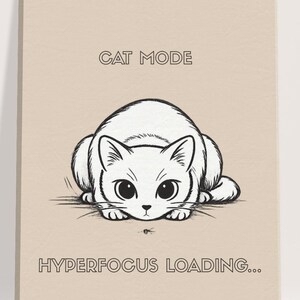 Impresión en lienzo de gato hiperconcentrado, decoración minimalista de gato con TDAH, arte mural escandinavo