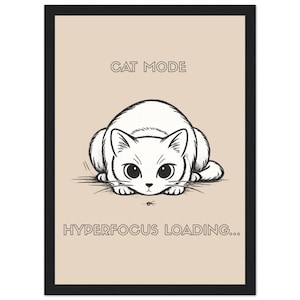 Focused Cat Hyperfocus Print, Minimalist Scandi Wall Art