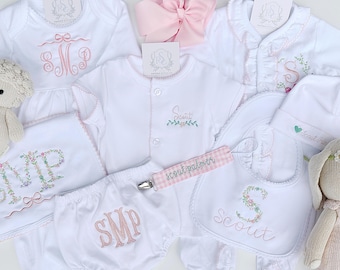 PAQUETE DE ROPA DE FAMILIA / Conjunto de ropa de bebé personalizado / Prendas básicas de algodón bordadas / Regalo para baby shower