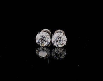 Pendientes de botón con diamantes de 4,06 ct / Montura Martini de oro de 14 quilates con rodio negro (certificado IGI)