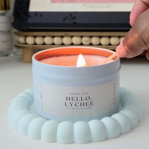 Wooden Wick Tin Candle - Lychee Vanilla Scented - 6oz Clean Burning Coconut Wax