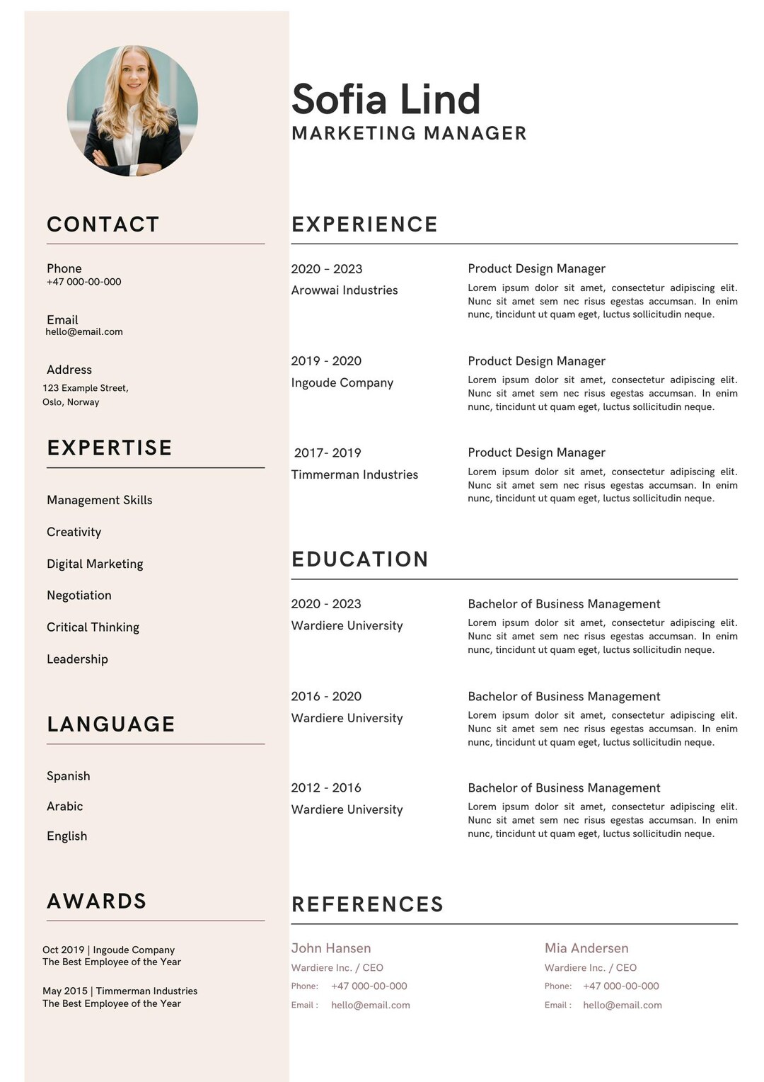 Minimalist Resume Template L Canva CV Template L Instant Download L ...