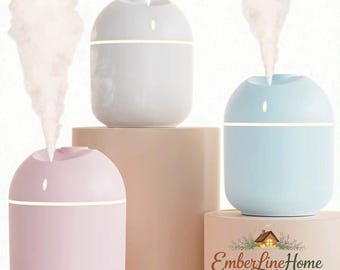 Humidificador de aire USB de 270 ml, difusor de aroma de vapor frío con luz LED nocturna para dormitorio, oficina y hogar.