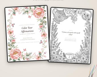 Self Care Quotes Coloring Pages, Adults Positive Affirmations Coloring, Abundance, Self Worth, Letting Go, Healing, Morning Ritual Printable