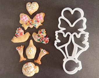 Multi Cookie Cutter Wedding, JGA, Birds, Champagne Glasses, Ring, Heart