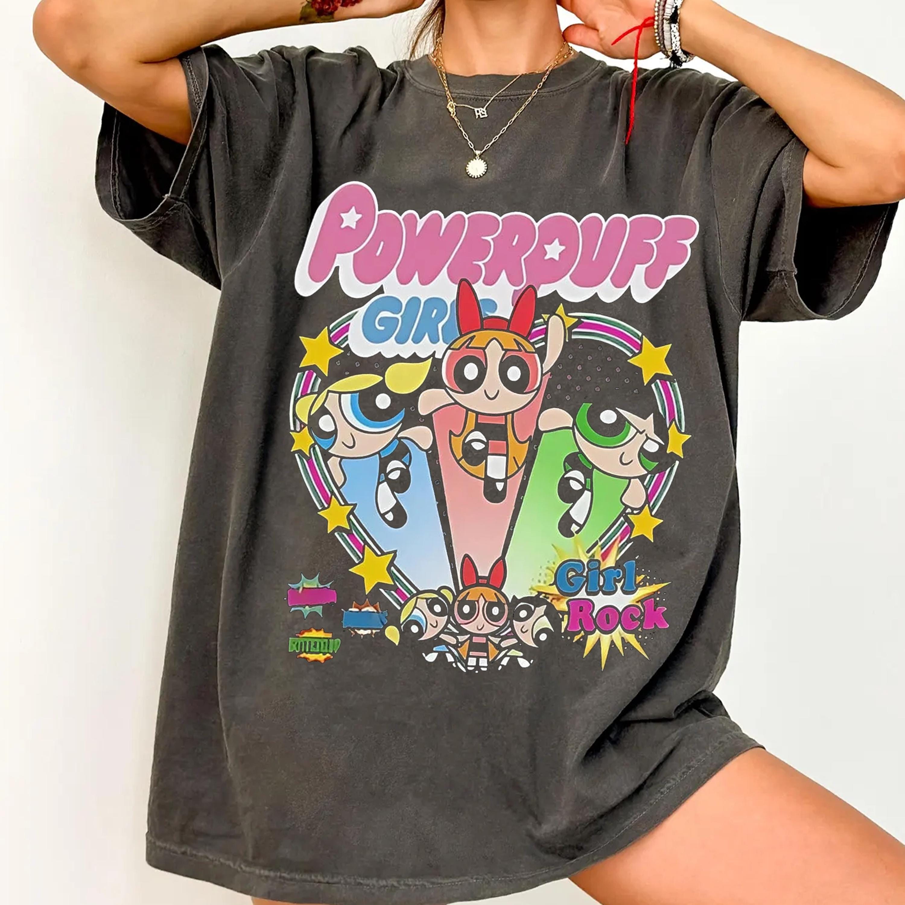Chemise coeur vintage Powerpuff Girls - Femme - Dessin animé Power Kidcore rare
