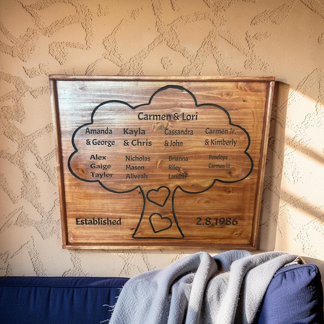 Rustic Family Tree Sign Personalized Rustic Family Tree Wood Sign, Custom Anniversary Gift ...