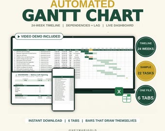 Gantt Chart Excel Google Sheets Spreadsheet Template Project Planner Task Tracker Project Management Schedule Planner Team Project Timeline