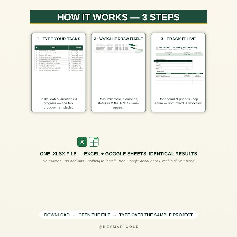 Gantt Chart Excel Google Sheets Spreadsheet Template Project Planner ...