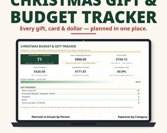Weihnachtsgeschenk-Übersichtstabelle, Weihnachtsbudget-Tabelle, Weihnachtsgeschenkplaner, Google Sheets Excel, Weihnachtsgeschenklistenplaner