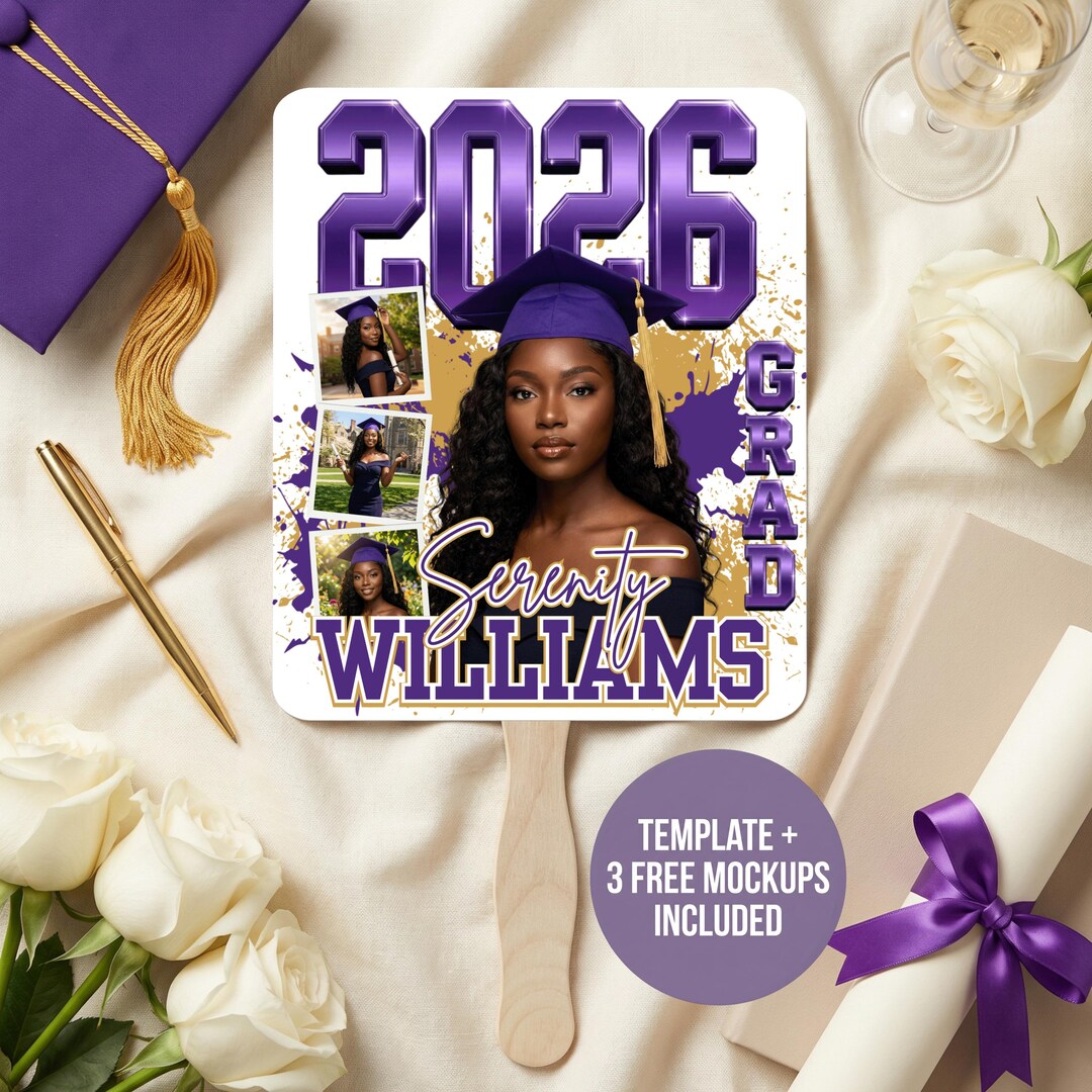 Canva Graduation Fan Template | Class of 2026 Personalized Photo Paddle ...