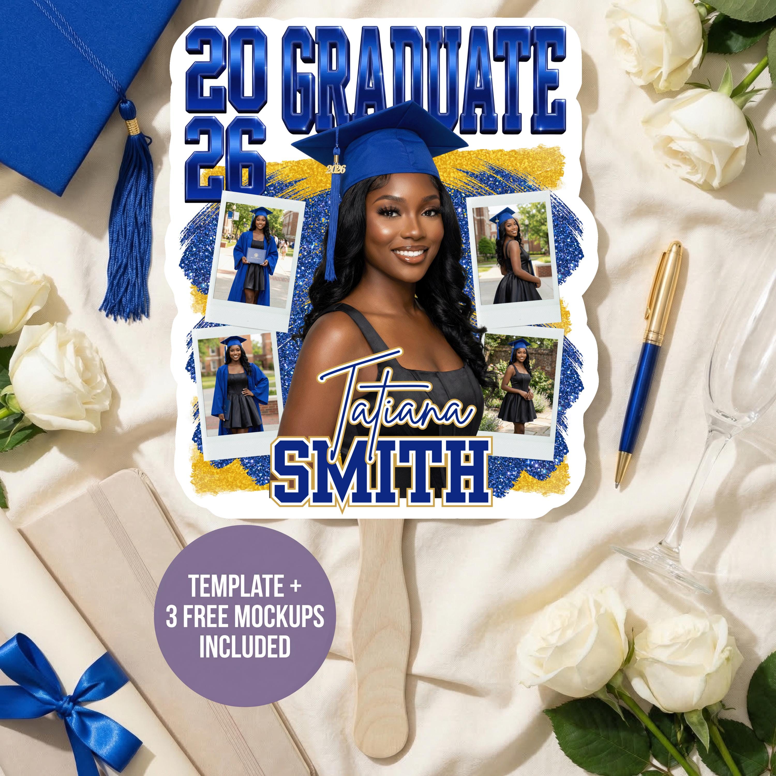 Canva Graduation Fan Template | Class of 2026 Personalized Photo Paddle ...