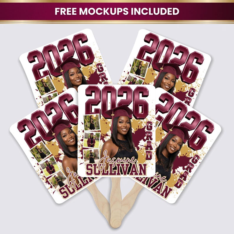 Canva Graduation Fan Template | Class of 2026 Personalized Photo Paddle ...