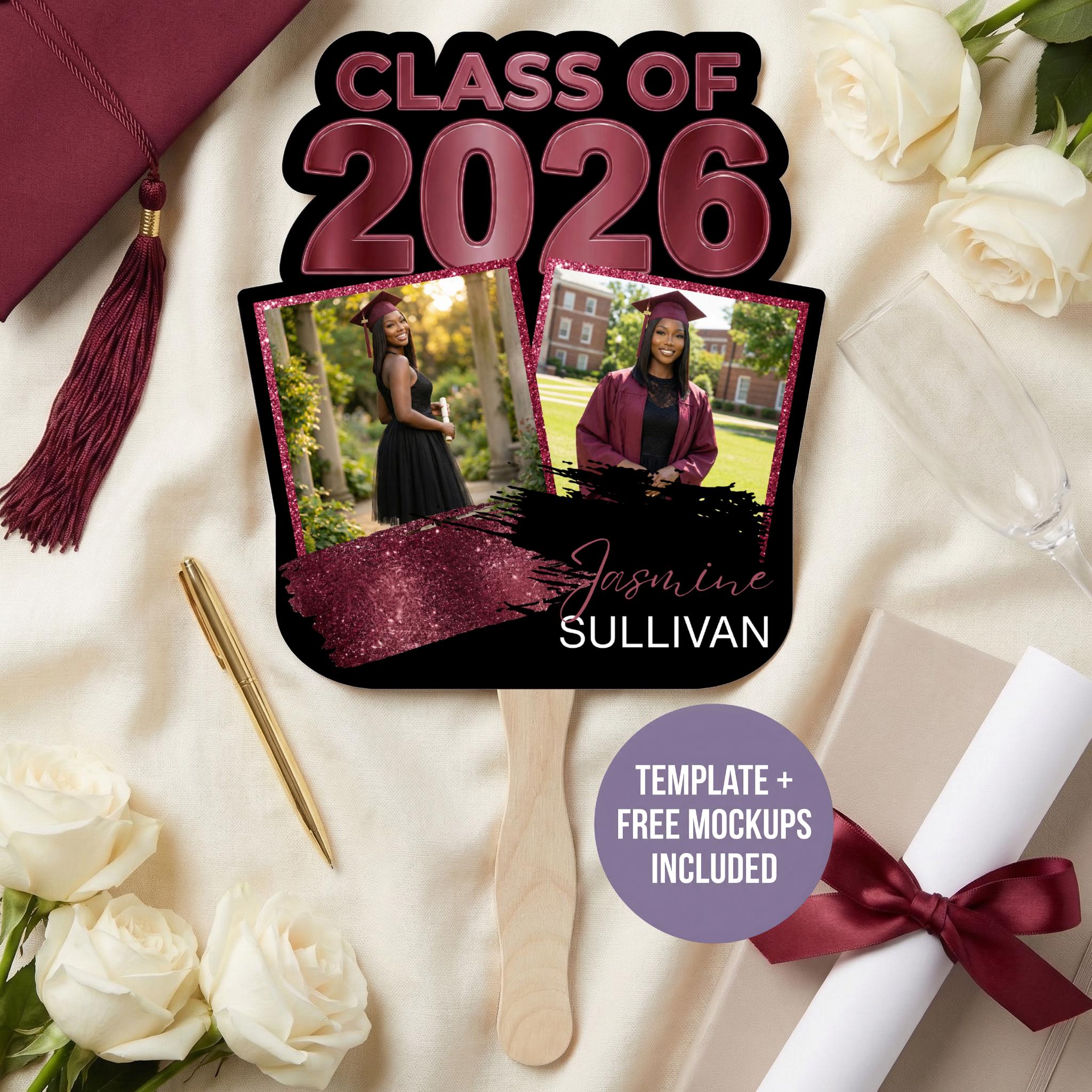 Graduation Fan Template | Class of 2026 | Photo Paddle Fan | Grad Fan ...