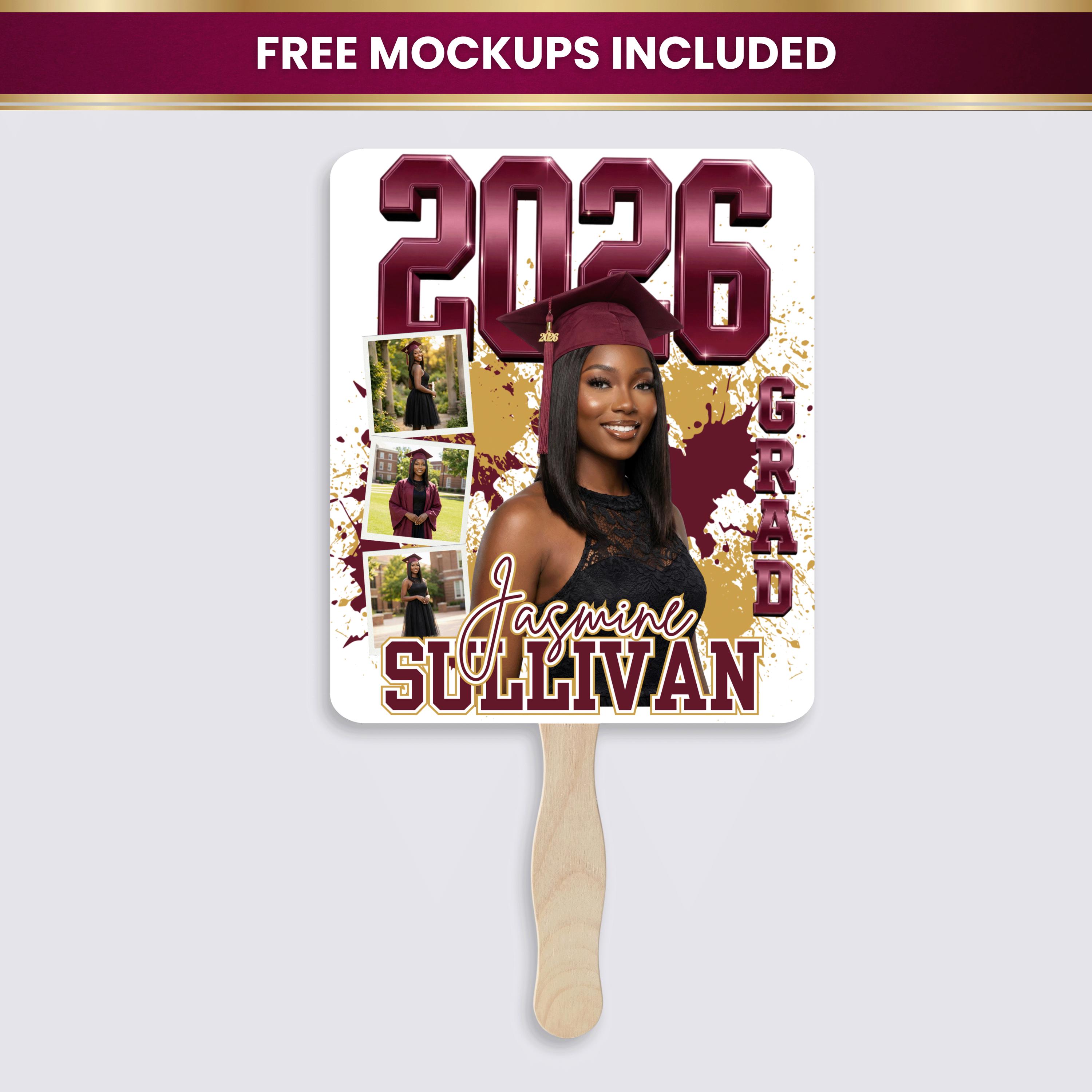 Canva Graduation Fan Template | Class of 2026 Personalized Photo Paddle ...