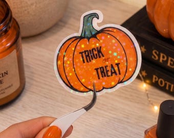 Trick or Treat Pumpkin Sticker, Halloween Pumpkin Sticker, Cute Spooky Sticker, Fall Halloween Decal, Pumpkin Decal, Fall Decor