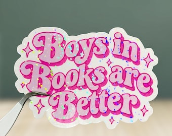 Boys in Books Are Better Sticker, Book Lover Sticker, Retro Bookish Sticker, Romance Reader Gift, Bookworm Sticker, Book Boyfriend Decal