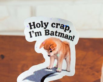 Lustiger Shiba Meme Aufkleber, lustiger Hund Meme Vinyl-Aufkleber, Süßer Hundeaufkleber, Hauptcharakter Energie Welpen Aufkleber, Lustiger Superheld Hundeaufkleber