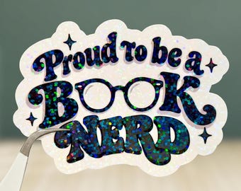 Proud to Be a Book Nerd Sticker, Retro Book Lover Sticker, Bookish E-reader Decal, Bookworm Gift, Reader Sticker, Reading Gift, Book Club