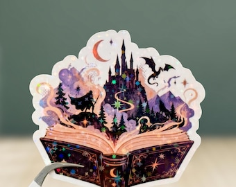 Fantasy Book Sticker, Magical Reading Sticker, Enchanted Castle Decal, Fantasy Reader, Book Lover Sticker, Bookish Decor, Romantasy Sticker