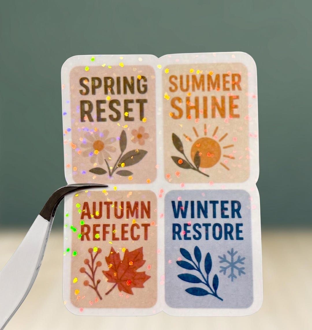 Seasonal Sticker, Reset Reflect Restore Shine, Inspirational Sticker ...