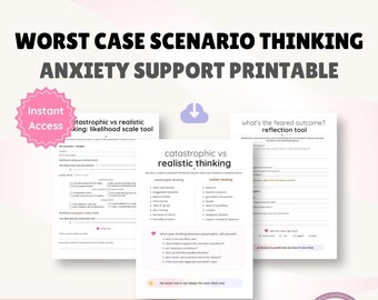 Worst Case Thinking Angst Arbeitsblätter | Druckbare Therapie-Ressource zur Angstlinderung