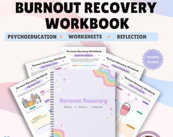 Arbeitsbuch zur Burnout-Bewältigung, Selbsthilfe, Arbeitsblätter für Therapeuten, Beratungsressourcen, Psychoedukation, Psychische Gesundheit (Digitaler Download)
