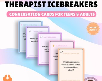 Therapie-Eisbrecher für Jugendliche und Erwachsene, Kommunikationskarten, Karten zum Beziehungsaufbau, Kennenlernspiele, Digitale Ressource (Druckbare PDF-Datei)