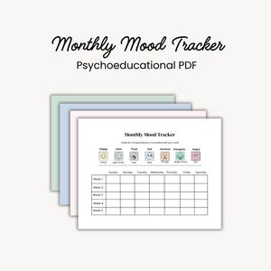 Monthly Mood Tracker Printable | Self-Care Worksheet (US Letter PDF)