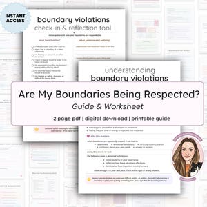 Boundary Awareness Guide & Check-In Worksheet | Self Reflection PDF | People Pleasing and Assertiveness Tool