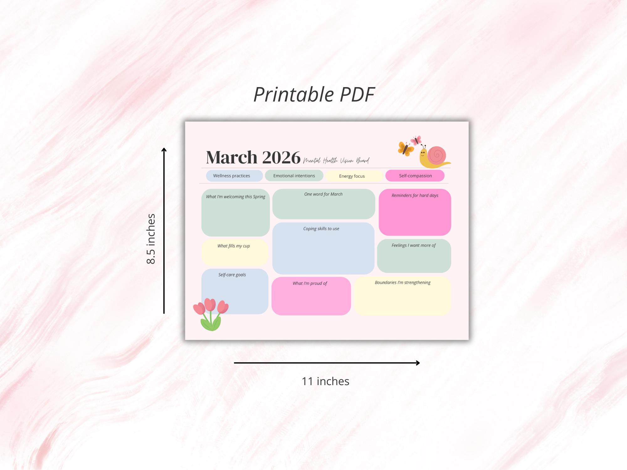 Spring-themed Monthly Mental Health Vision Board | Pink Wellness ...