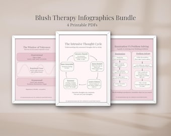 Therapeutic Infographics Bundle | Blush | Anxiety & OCD Psychoeducation | Printable PDF | Pink Mental Health Wall Art