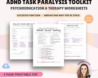 ADHS-Aufgabenlähmung & Exekutivfunktions-Toolkit, Psychoedukations- und Therapiearbeitsblätter (Digitaler Download)