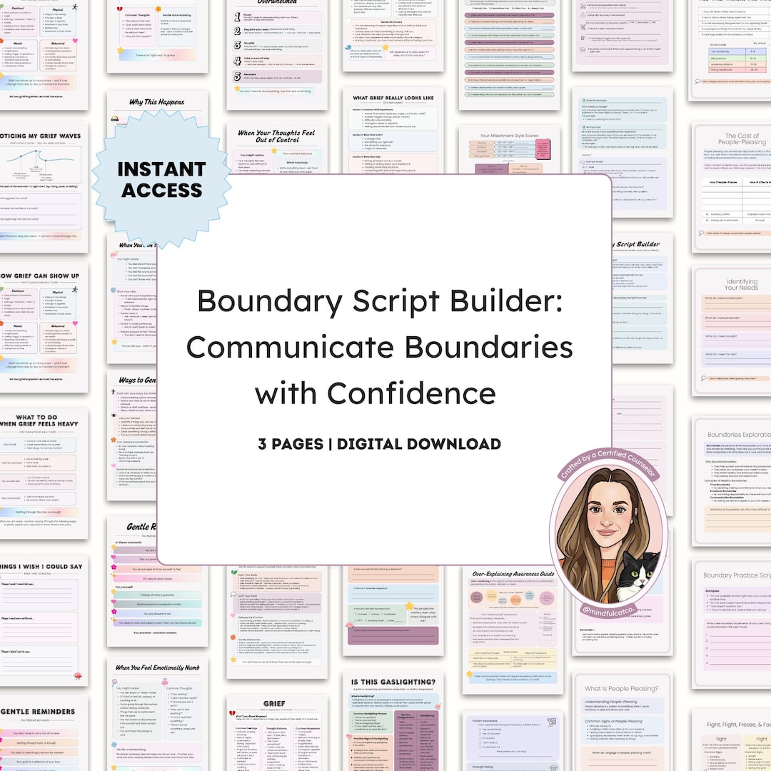 Boundary Script Builder Worksheet Bundle | What to Say When Setting ...