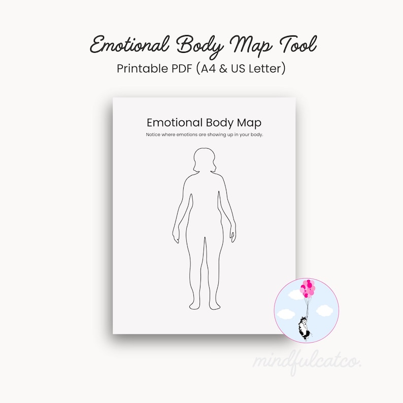 Somatic Body Map Worksheet, Feelings in the Body, Emotional Awareness ...