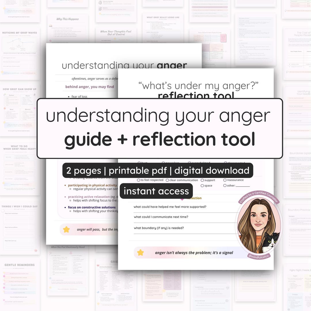 Anger Awareness Guide & Reflection Worksheet | Self-discovery and ...