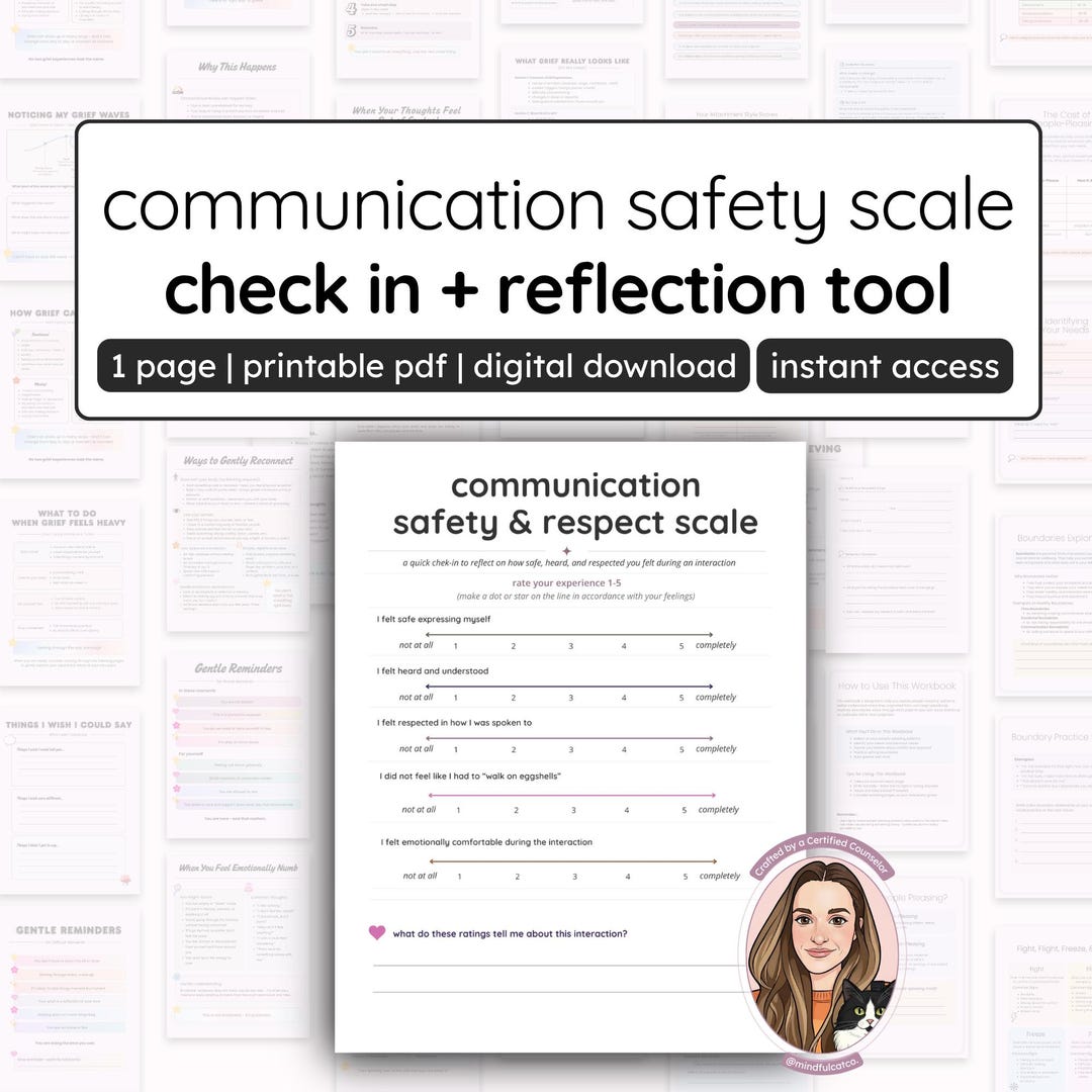 Mental Health Worksheet: Communication Safety Scale & Reflection Tool ...