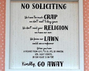 Wall Decor / No Soliciting / 8x8 Wood Sign