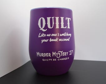 Custom 12 oz Wine Tumbler / Cold Beverage (Red, Orange, Yellow, Green, Blue, Purple, Pink, Brown, Beige, White or Black)