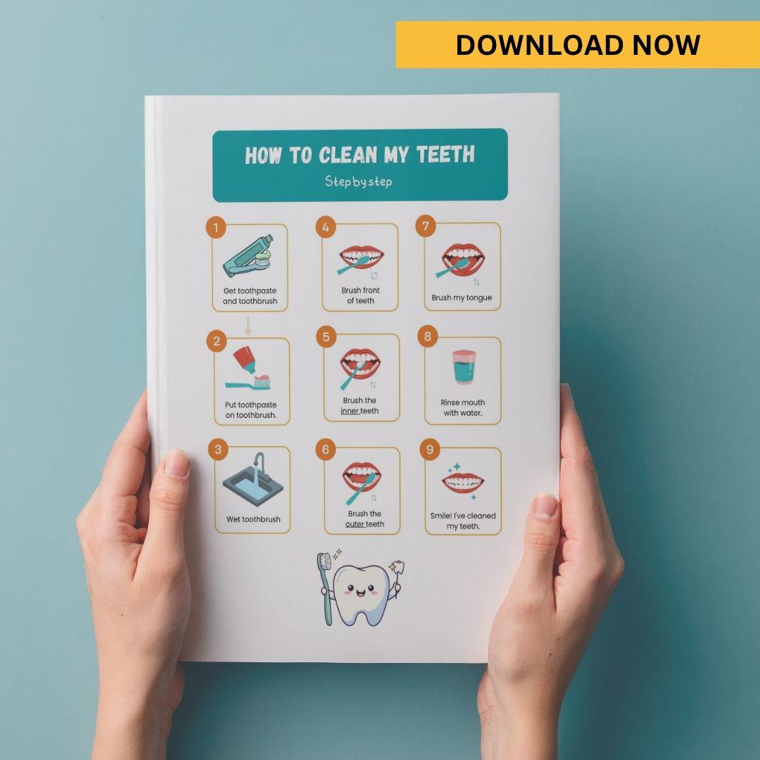Kids Tooth Brushing Visual Guide | Daily Living Skill Support (3 ...